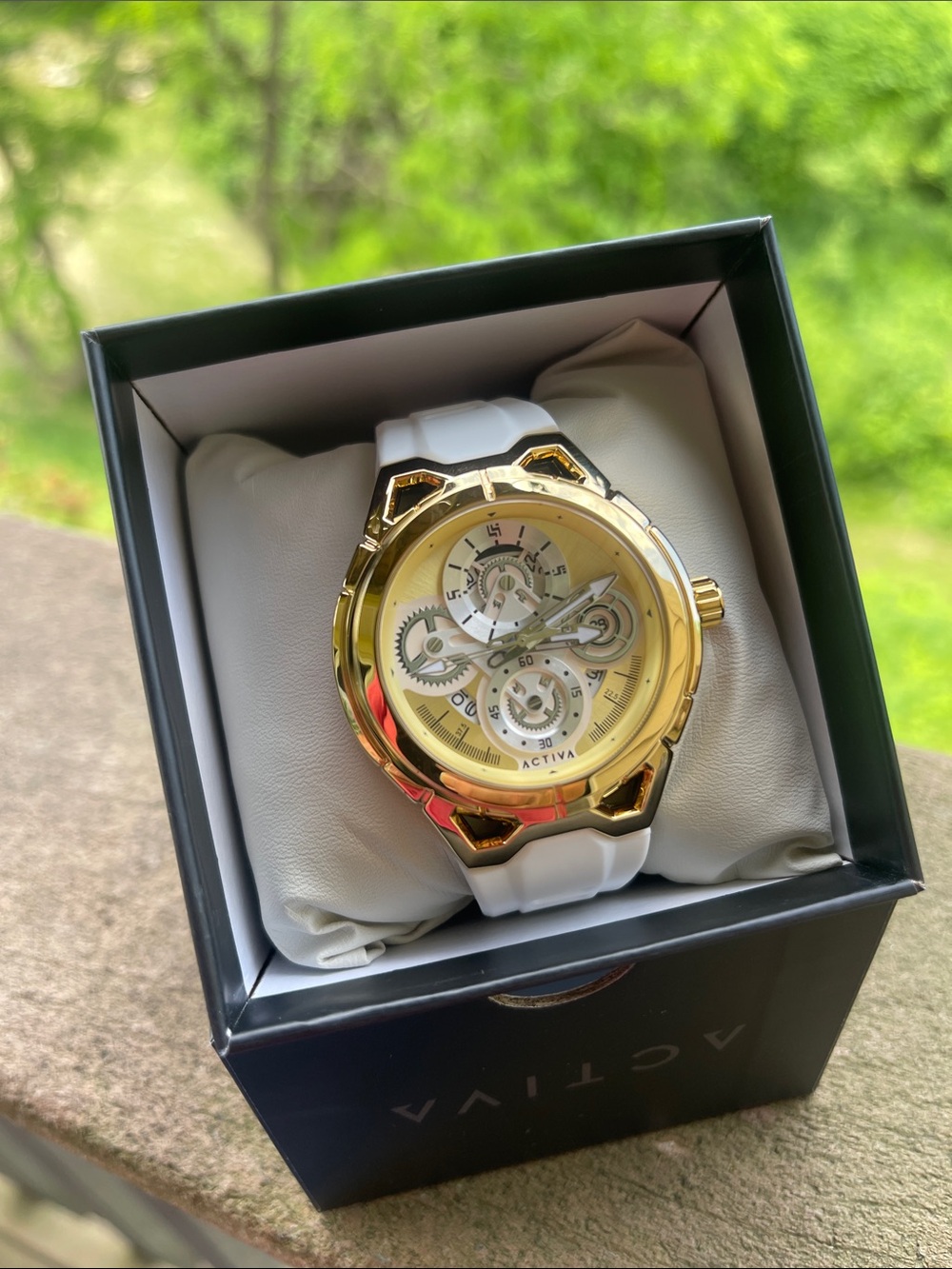 Ativa Men’s Gold and White Skeleton Dial Sport Watch (ACW9349-010)